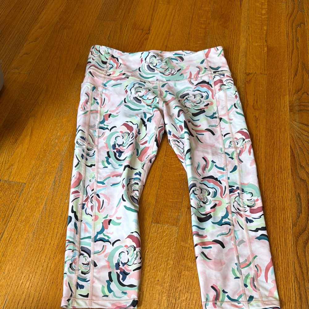 Athleta Pink and Green Floral Leggings
